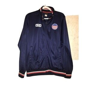 Fifth Sun Men USA Soccer Zip Up Jacket Medium M Long Sleeve Blue